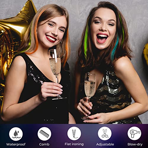 SYGY 10PCS Hair Tinsel Kit, 5 Colors 2000 Strands Tinsel Hair Extensions Kit with Tools, 47 Inches Fairy Hair Tinsel for Women Girls Hair Accessories, Glitter Hair Tinsel Heat Resistant for Halloween Cosplay Christmas New Year Party