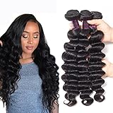 Usheen Hair Brazilian Virgin Hair Loose Wave 3 Bundles Grade 7A Loose Curly Weave Human Hair Extensions Loose Deep Wave Hair Bundles Natural Color
