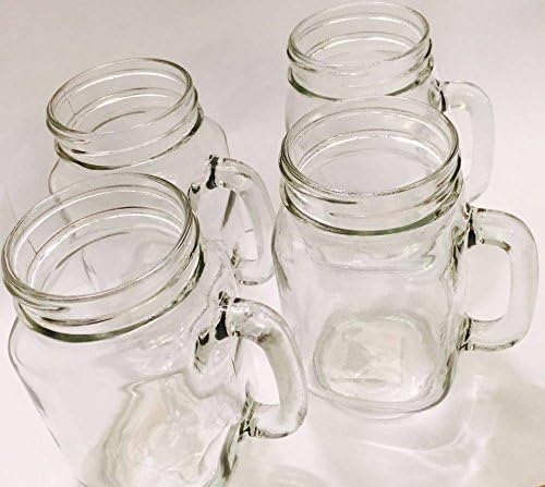 Glass Pint Jar Mugs, 16 oz. (Mason Jars) (4, Transparent)