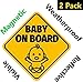 NEW DESIGN: Reflective and Magnetic Baby on Board Sign for Your Car or Auto (2 Pack) by Bayamo