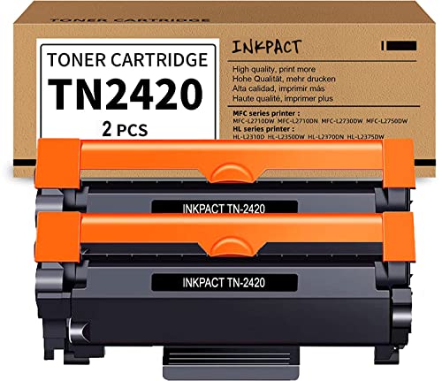 INKPACT Toner CON CHIP Compatibili con Brother TN2420 TN-2420 TN2410 per Brother MFC L2710DW L2710DN L2730DW L2750DW HL-L23210D L2350DW L2370DN L2375DW DCP-L2510D L2530DW L2550DN (2 Nero)