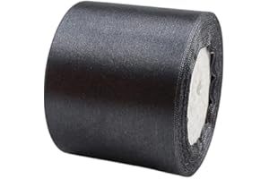 POPOYU Dark Grey Wide Satin Ribbon for Gift Wrapping 3 inch,25 Yards Continuous Ribbons Roll,Christmas Gift Ribbon Thick Solid Color Fabric Ribbon for Crafts,Wedding Car,Hair Bow Making,Wreath,Bouquet
