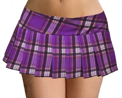 Donald Seneca Schoolgirl Tartan Plaid Pleated Micro Mini Skirt Purple