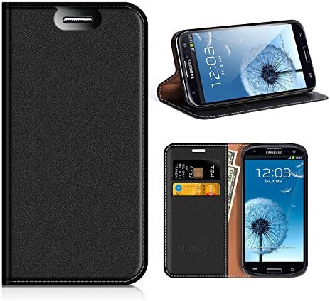 Samsung Galaxy S3 Wallet Case, Mobesv Samsung S3 Leather Case/Phone Flip Book Cover/Viewing Stand/Card Holder for Samsung Galaxy S3, Black