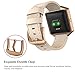 SWEES Leather Bands Compatible with Fitbit Blaze Smart Watch, Genuine Leather Replacement Band with Metal Frame Small & Large for Women Men, Champagne Gold, Rose Gold, Black, Brown, White, Grey, Beige