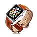 illunt Luxury Leather Wristband with Metal Clasp and Adapters for Apple Watch Series 1, Series 2 42mm (Brown)