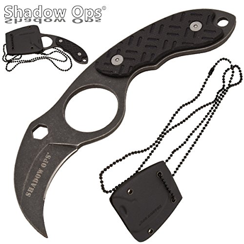 Shadow ops tactical duty neck knife with stonewashed blade - real…