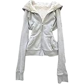 RONICY Fur Hoodie Y2k Hoodie Cheetah Print Streetwear Jacket Emo Long Sleeve 2000s Clothing for Women Grunge Jacket