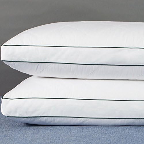 Set of 2, YSTHER Down and Feather Gusset Pillows, Rhombic Quilted, 100% Cotton Cover, King Size
