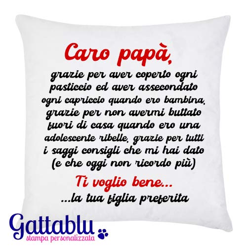 Federa Per Cuscino Caro Papa Dedica Divertente Da Parte Di Figlia Femmina Ti Voglio Bene La Tua Figlia Preferita Idea Regalo Per La Festa Del Papa Puoi Personalizzare La Dedica Amazon It Handmade