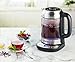 Gourmia GDK290 Electric Glass Tea Kettle With Built In Precise Steeping Tea Infuser, Programmable Temperature Pedestal Control Panel, 2 Quarts
