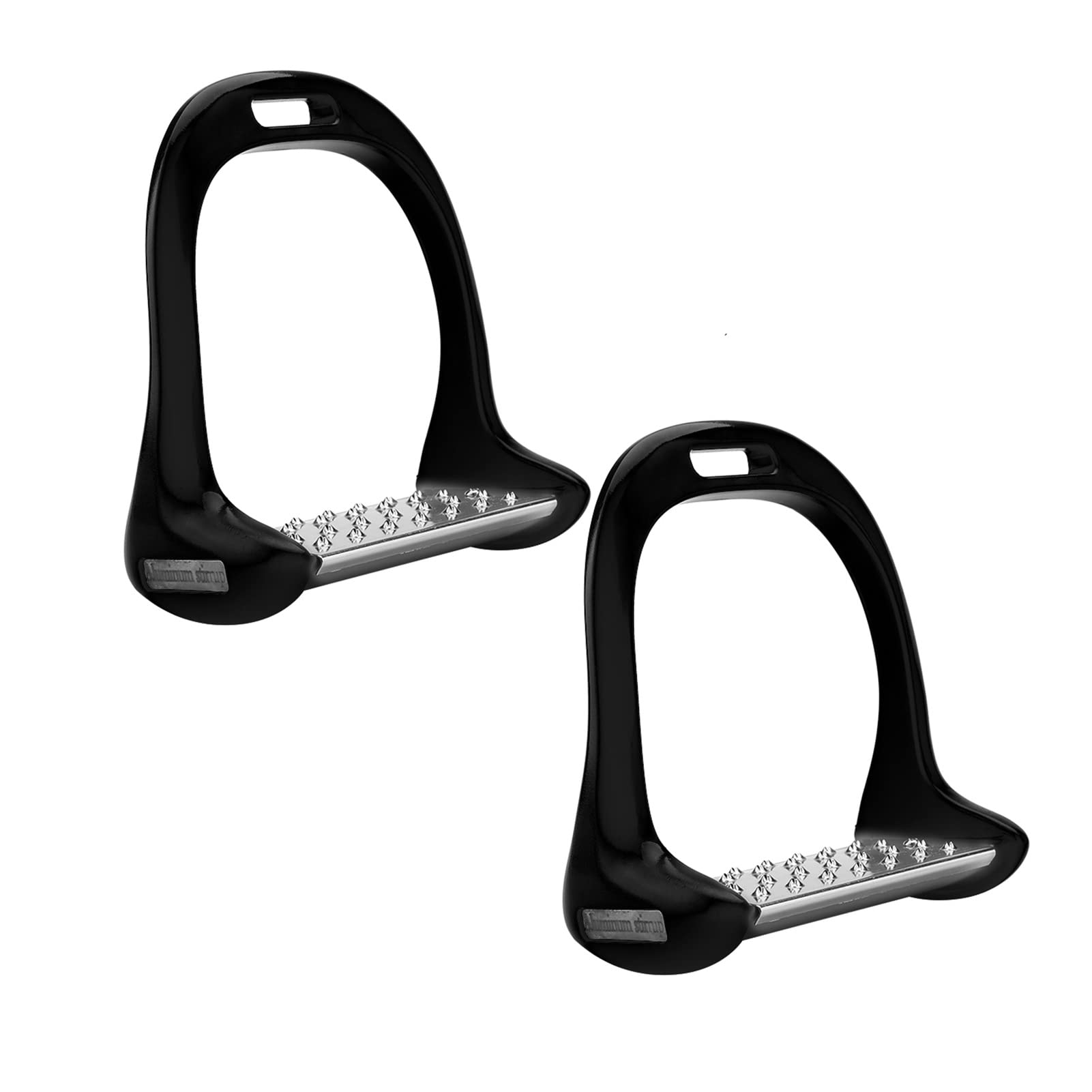 Pssopp Flexible Safety Stirrups Horse Riding Safety Stirrups Irons Stainless Horse Riding Stirrup Stainless Steel Non-Slip Pad Equestrian Aluminum Saddle With Painting (Black)