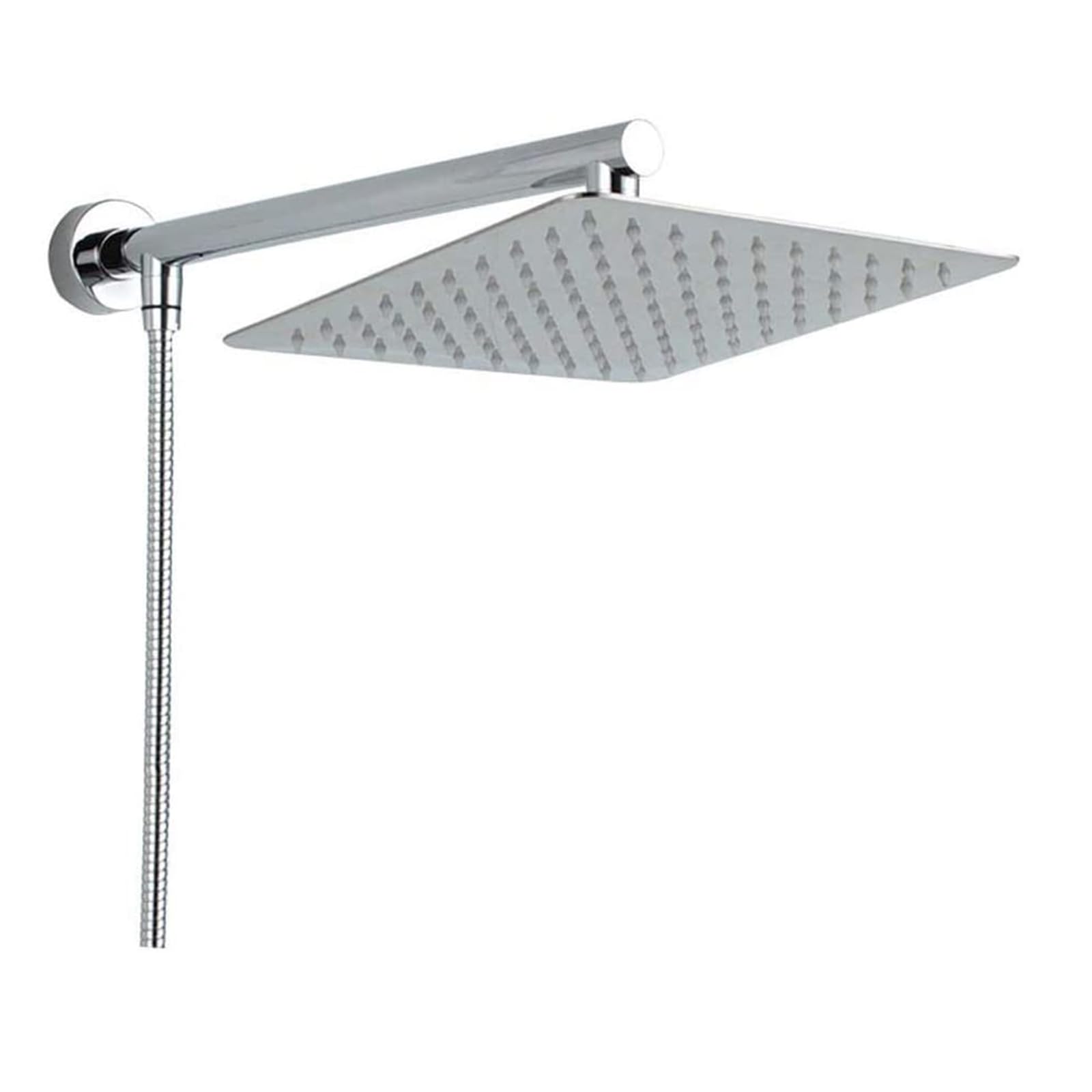 Rozin 8 inch Shower Head Set with Shower Hose Shower Arm, Square Ultra Thin Stainless Steel Chrome Shower Head Wall Mounted Shower Tap