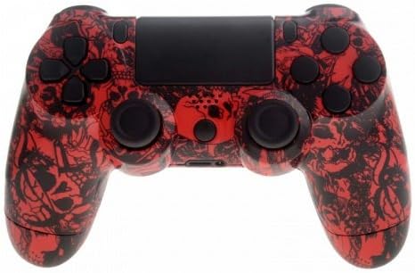 Mod Freakz Shell/Button Kit Hydro Dipped Collection - Grave Red Skulls (NOT A CONTROLLER, For PS4 Gen 1 Controllers ONLY)