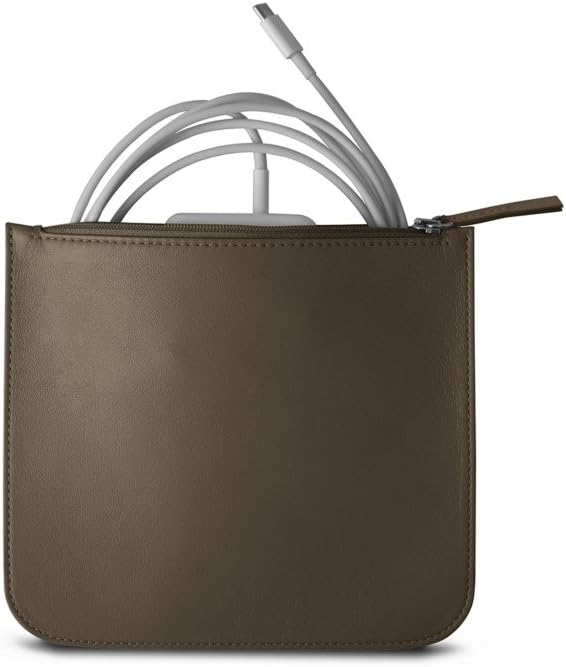 Lucrin - Pouch for Apple Charger - Dark Taupe - Genuine Leather