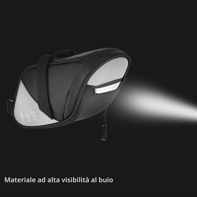 - borsa da sella per bicicletta, con riflettente, impermeabile, multifunzione, resistente agli strappi, per mountain bike, bici da corsa