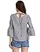 Floerns Women's Floral Embroidery Loose Blouse Bell Sleeve Top Black Check L