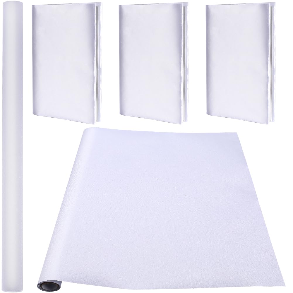 CRASPIRE 110 x 42cm Silk Cloth Book Cloth for Book Binding White Fabric Surface Paper Backed Bookcover Bookbinding Supplies Book Covering Protector for Books Album DIY Scrapbooking Archival Supplies