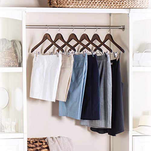 image for ZOBER High-Grade Wooden Suit Hangers Skirt Hangers with Clips (10 Pack