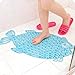 X&W Fish Bathroom Floor Mat Shower with Sucker Non-slip Anti Skid Suction Home Decor Safe for Kid Child (Blue)