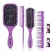 4Pcs Hair Brushes for Women, Hair Comb for Women and Detangling Paddle Brush, Great On Wet or Dry Hair, No More Tangle Hair Brush Set for Straight Long Thick Curly Natural Hair (Purple)