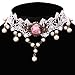 YAZILIND Jewelry White Lace Pink Rose Retro Metal Venetian Pearl Adjustable Collar Necklace for Women