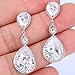 EVER FAITH Wedding Dangler Clear CZ December Birthstone Teardrop Banquet Prom Pierced Earrings Silver-Tone