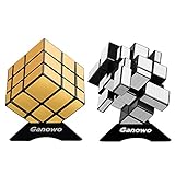 Mirror Speed Cube Puzzle 3x3x3 Gold and Silver Mirror Magic Cube Set 2 Pack for Kids by Ganowo