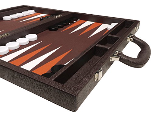 16-inch Premium Backgammon Set - Medium Size - Dark Brown Board