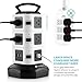 Power Strip Tower, Surge Protector Electric Charging Station 10 Outlet Plugs with 4 USB Slot 6ft Cord Wire Extension 2500W 13A 16AWG Universal Socket for PC Laptops Mobile Devices
