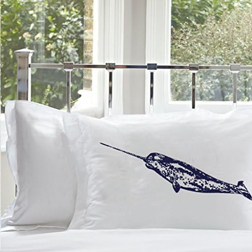 Royalkane Navy Blue Narwhal Nautical Pillowcases Set