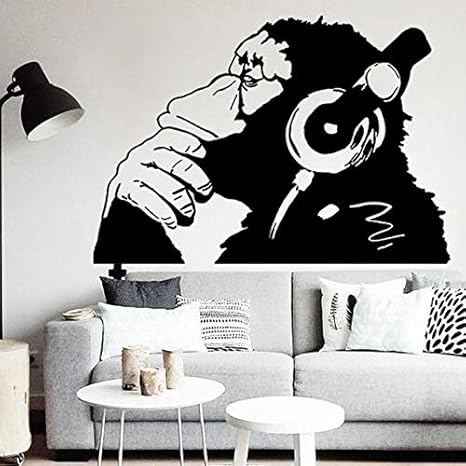 51x36cm, Pegatinas de pared para baño, Arte de tatuajes de pared, Mono