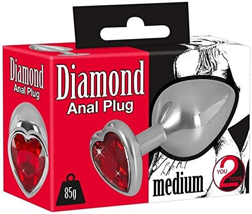 You2Toys Diamond Butt Plug Medium Silver/Red 8.2 cm - Image 4