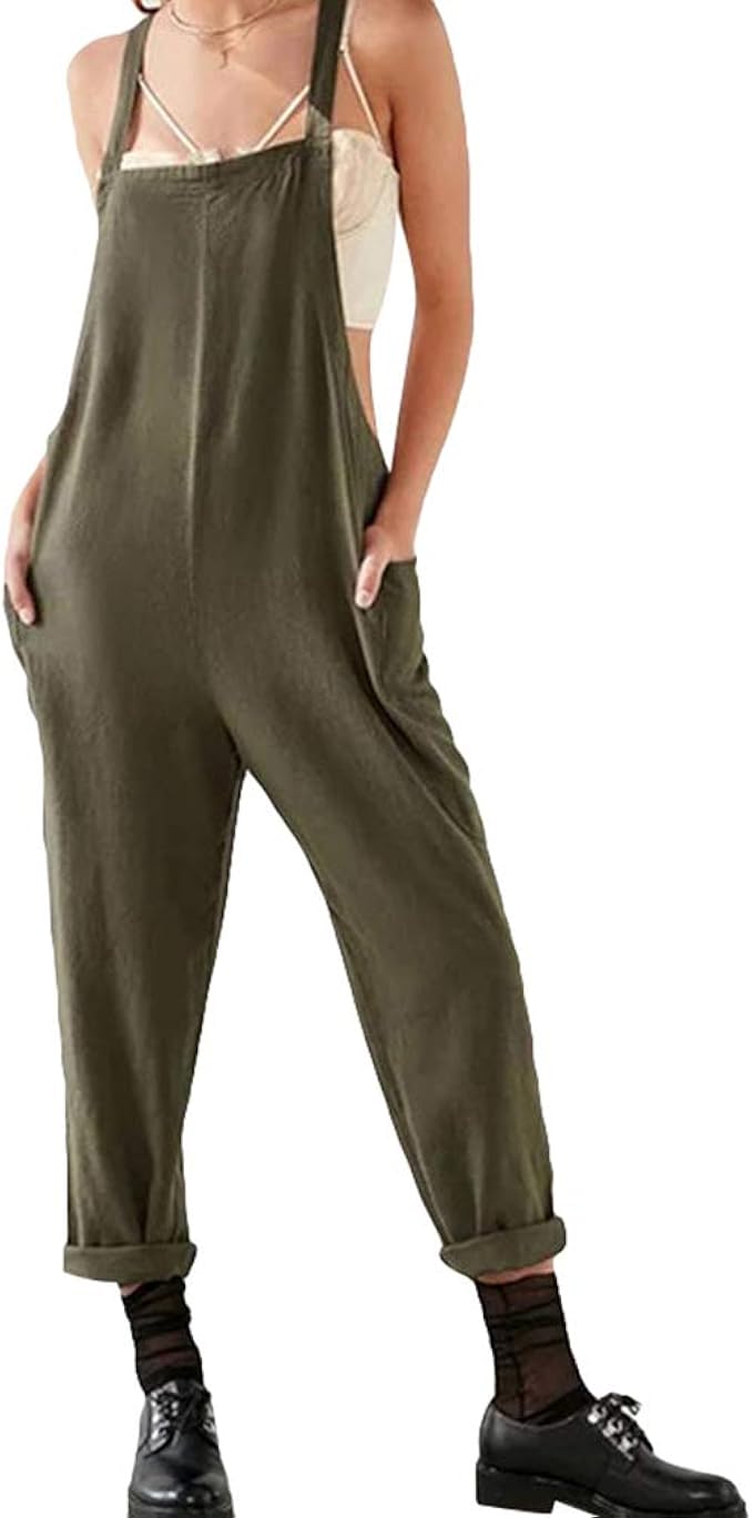 oversized linen dungarees