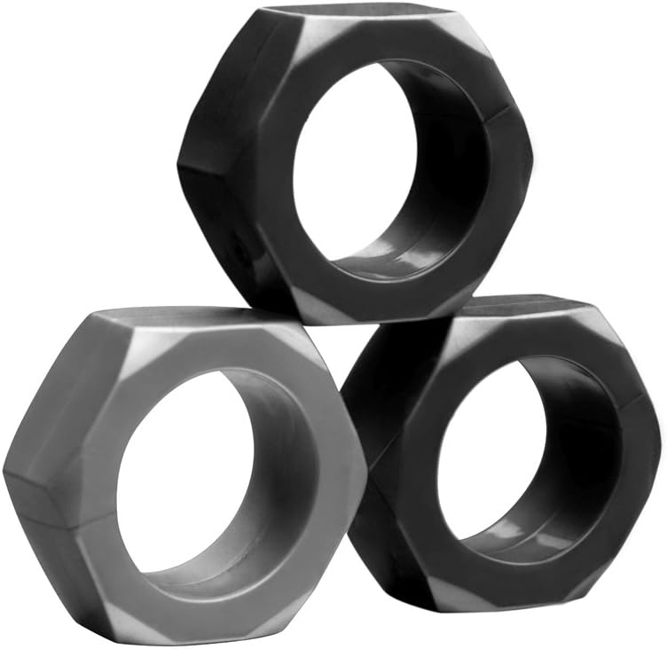 Tom of Finland Cock Nuts Penis Ring - Pack of 3, Black
