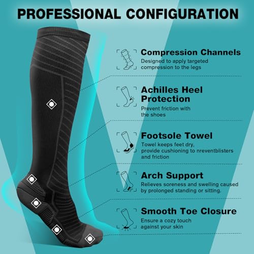 Compression Socks Women & Men 20-30 mmHg Bas de Compression Stockings Femme Homme Knee High for Running Travel