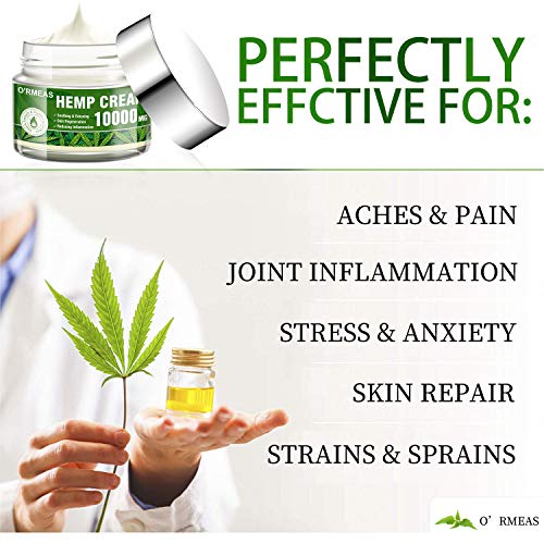 Natural Hemp Cream for Muscle,Joints,Hips,Back,Knees,Neck Natural Hemp Oil Extract Gel 10000 MG/ 4 oz