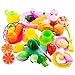 Biulotter 57 Pcs Play Food Set, Durable Pretend Food Playset Kitchen Cooking Set Plastic Foods Vegetable Toy Set for Kids Toddlers Play Kitchen Playset Accessories Toy for Educational Learning