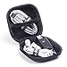 SUNGUY [2-Pack] Black Snakeskin Square Carrying Cases with Internal Mesh Pocket for iPod MP3 Earphone Bluetooth Headset Headphone Parts and Accessories Charging Cable (Black)