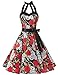 Vintage Cocktail Dress 50s Dresses for Women Retro Halter Rockabilly Homecoming Dress 1950s Pinup Homecoming Dress Black Skull Dot L