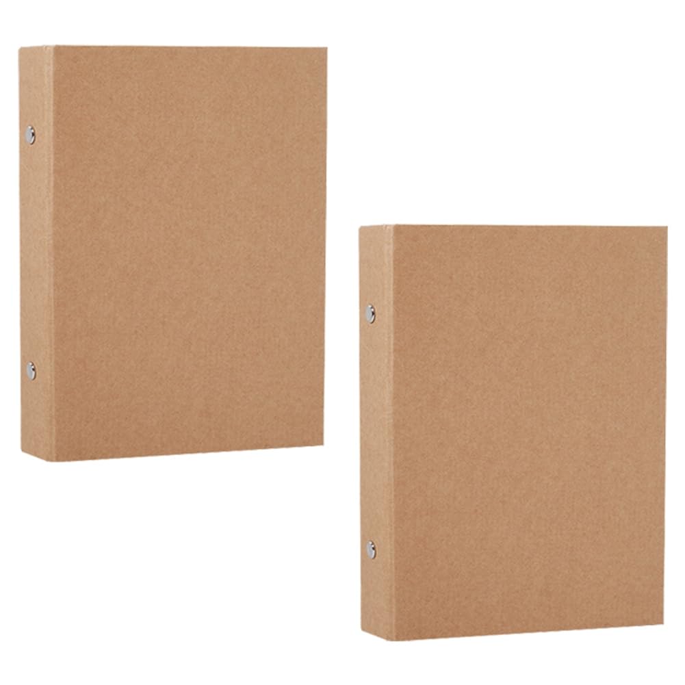 Rouufgeg 2Pcs A5 Refillable Ring Binder, A5 Kraft Paper Binder Tray A5 Kraft Paper Folders with 2 Rings to Add Loose Sheets