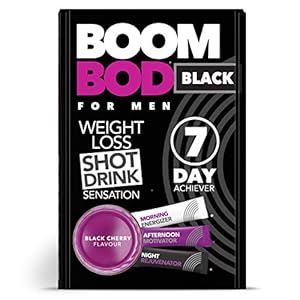 Boombod Weight Loss Shot Drink, Glucomannan, High Potency, Diet and Exercise Enhancement, Promote Fat Loss, Keto and Vegan Friendly, Sugar and Aspartame Free, Gluten-Free – Black Cherry Flavour
