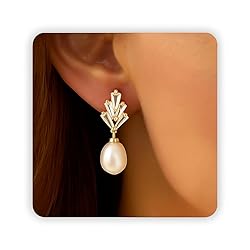 Trinckle Gold Bridesmaid Earrings, Gold Pearl
