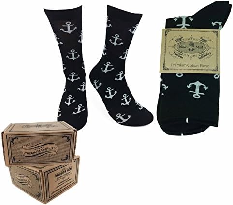 Full Black Nevy Anchor Style Men Brand Funky Socks Fashion Business Men's Socks - Single Pair