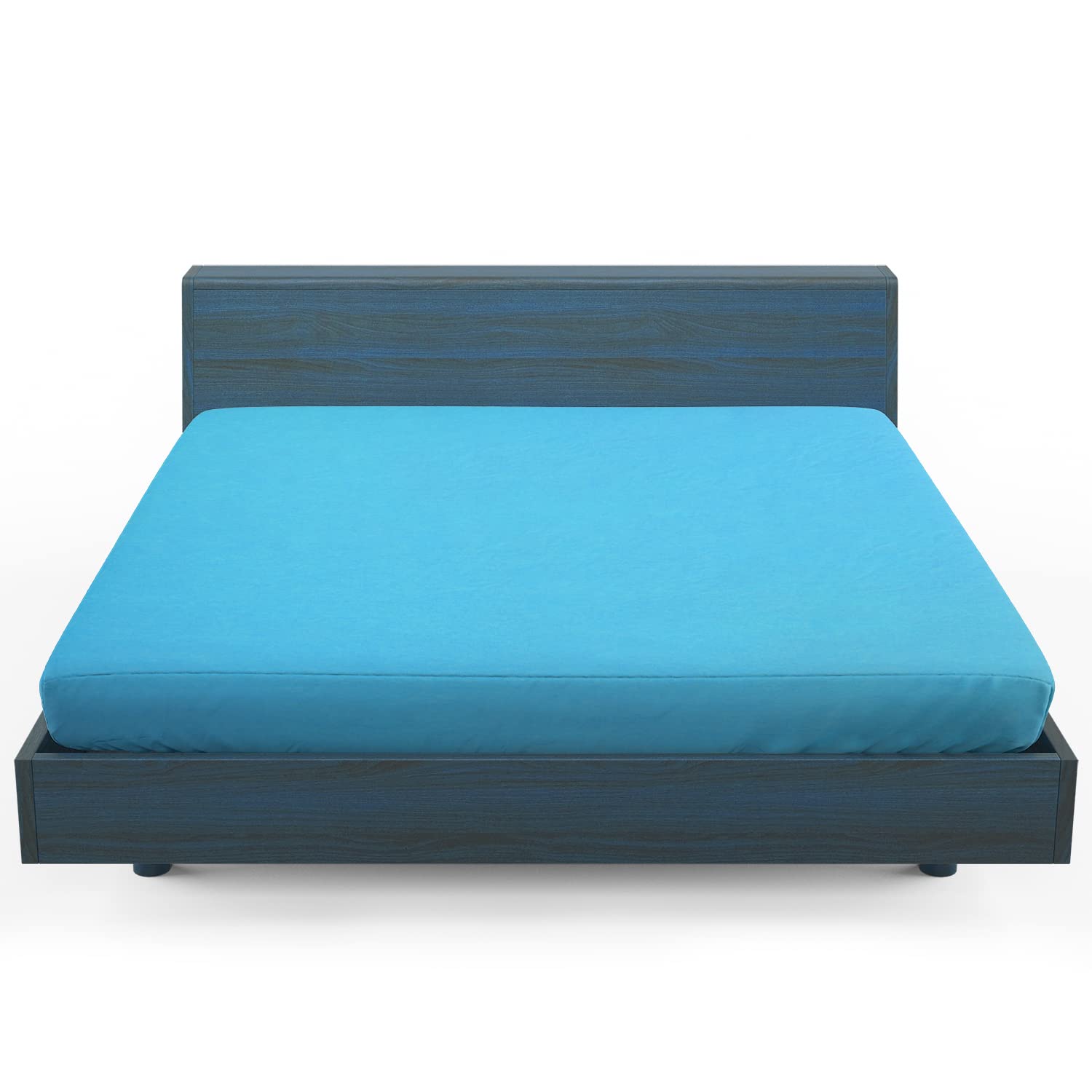 HOME STILL Fitted Bed Sheet King, 160x200x30 cm, Turquoise, Super Soft Polycotton, Stretch Micro Knitted Fabric, Breathable, Wrinkle Resistant, Elasticated Deep Pocket, Easy to Tidy Up