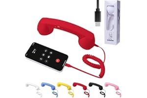 AULCTR 2026 Upgrade Retro Phone Handset, Type-C Retro Telephone Wired Handsets Style Landline Handle Receiver, Classic Wired Plug in Handheld Cell Phone Receiver for All Cell Phones (Red)