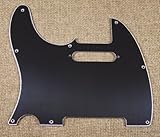 3 Ply Left Handed Guitar Pickguard Fits Fender Tele Telecaster Standard -BLACK (B57)