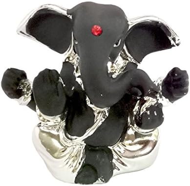 Icrafts India aheli Ganesha Ganesh Resin Idol Statue Sculpture Hindu Goddess Statue Murti for Car Office Decor (Grey)