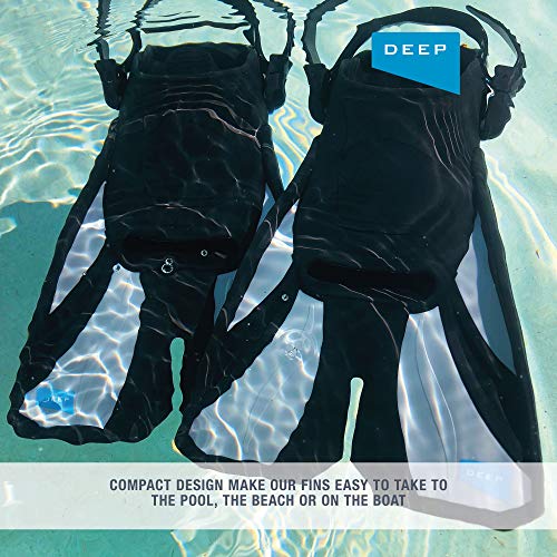 Deep Swim Fins Designed for Pool Swimming, Training or Snorkeling | Dive Size Large & Medium | Men or Women (Gray, Large) - Thumbnail 3