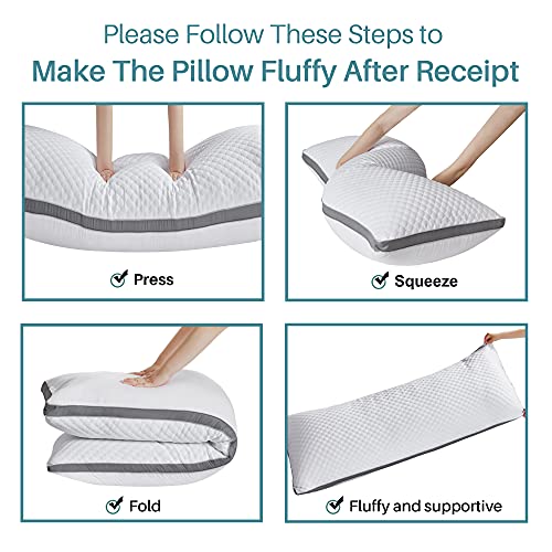 Oubonun Luxury Adjustable Full Body Pillow, Supportive Fluffy Long Bed Pillow for Sleeping